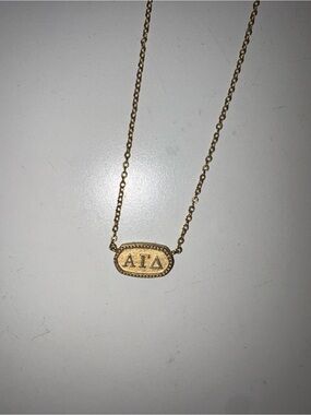 Gold Greek Letter Pendant Necklace - ΑΓΔ